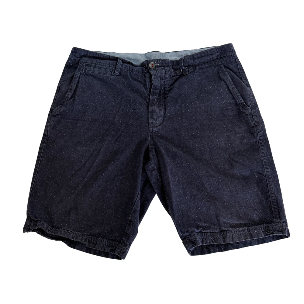 English Laundry Mens 34 Navy‎ Blue Dotted Chino Shorts Polka Dot Vacation Summer
